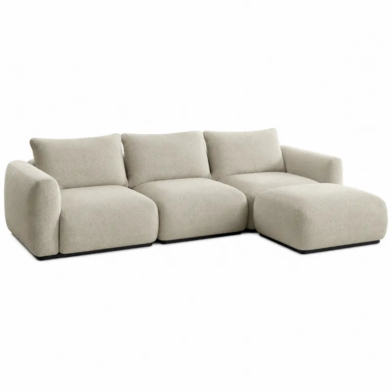 Sofa narożna modułowa z tkaniny, beżowa, 300 cm x 200 cm x 90 cm
