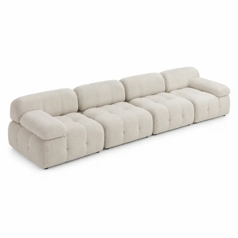 Sofa modułowa z tkaniny boucle beżowa 5-osobowa