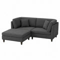 Sofa narożna z szezlongiem, tkanina poliestrowa, grafitowa, 230x150x85 cm