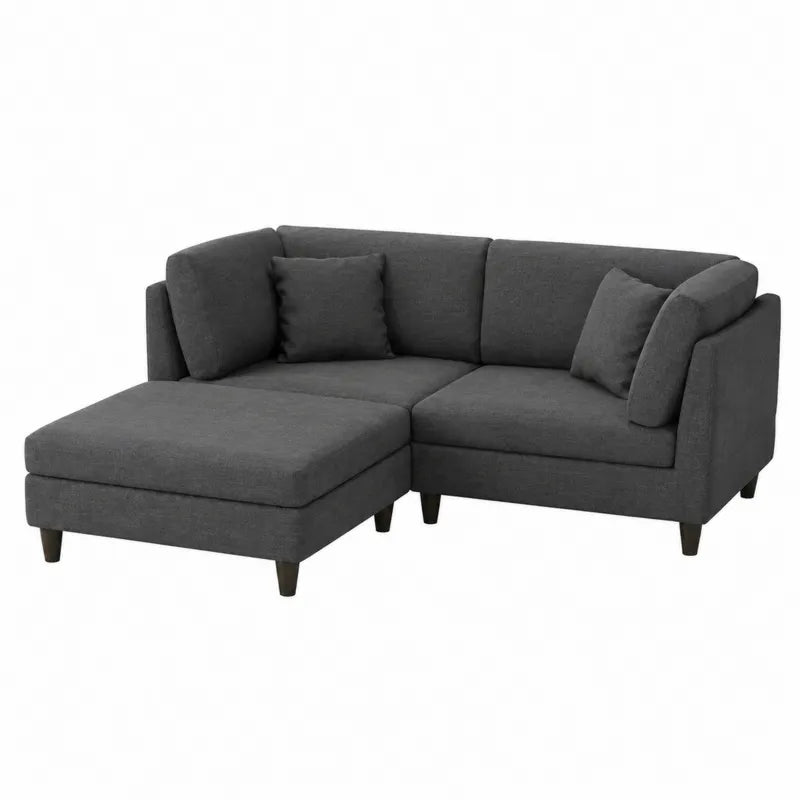 Sofa narożna z szezlongiem, tkanina poliestrowa, grafitowa, 230x150x85 cm
