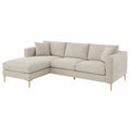 Sofa narożna beżowa welurowa stal nierdzewna 260x160x85 cm