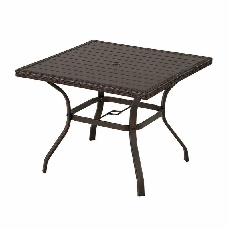 Stół ogrodowy metalowy 90x90 cm brązowy
