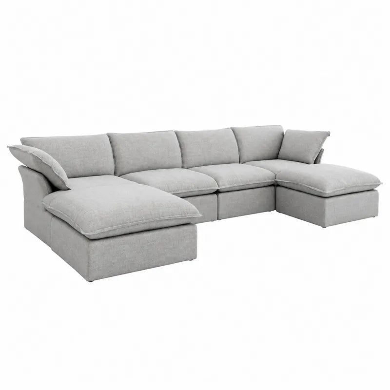 Modułowa sofa narożna 5-częściowa L-kształt tkanina poliestrowa szara