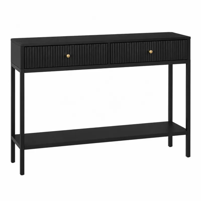 Czarna metalowa konsola z szufladami 100x80x30 cm