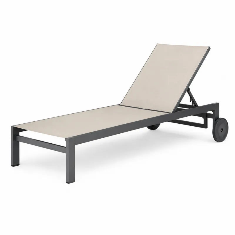 Leżak ogrodowy z aluminium beżowy 200x65 cm