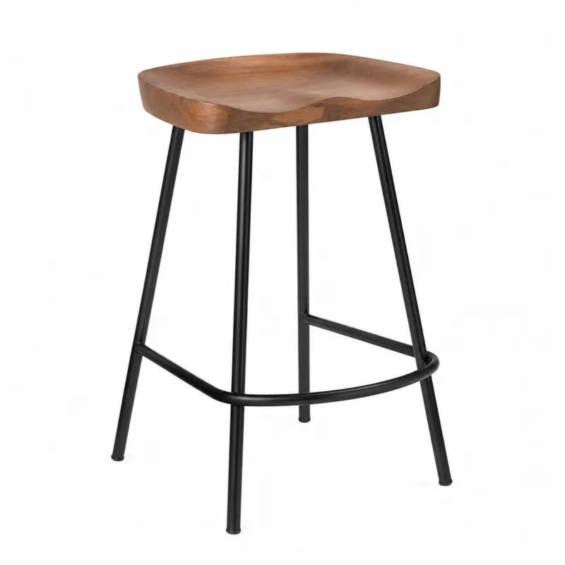 Stołek barowy drewno metal 75 cm