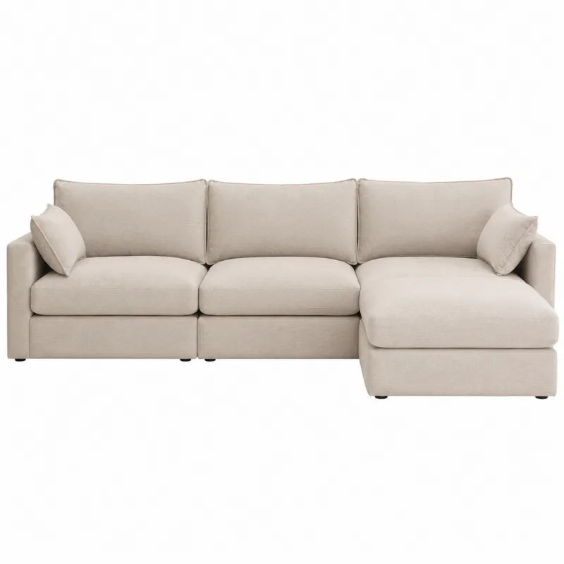 Sofa narożna modułowa z tkaniny beżowa 260x160 cm