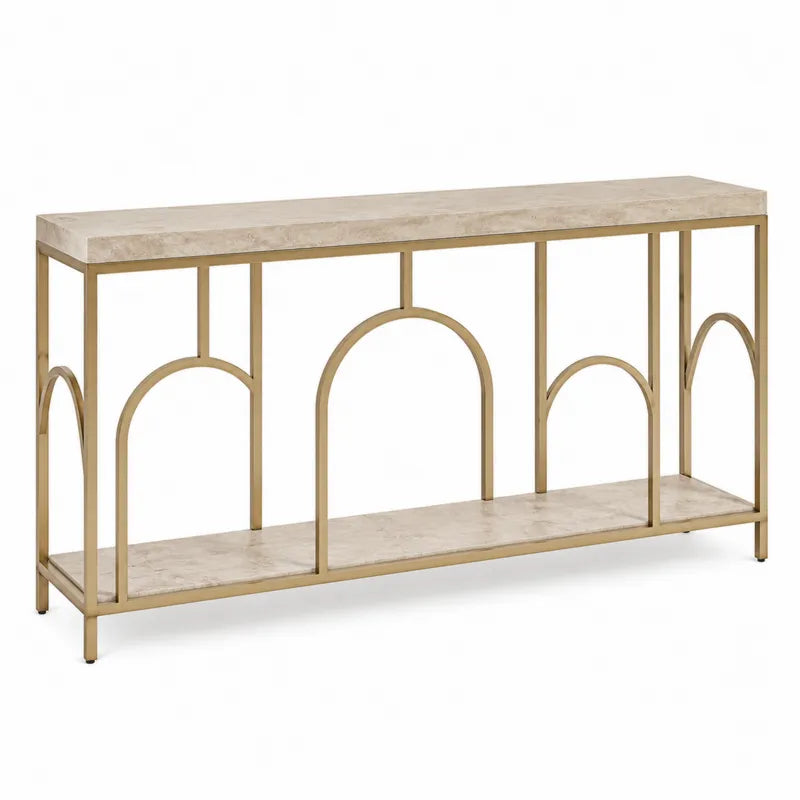 Konsola z marmuru i złotej stali, 120 cm